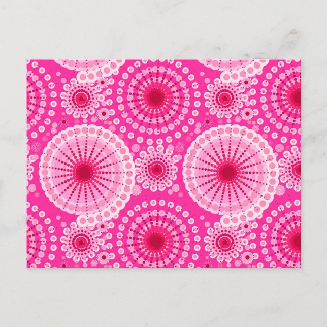 Starbursts and pinwheels, fuchsia pink & maroon postcard (Front)