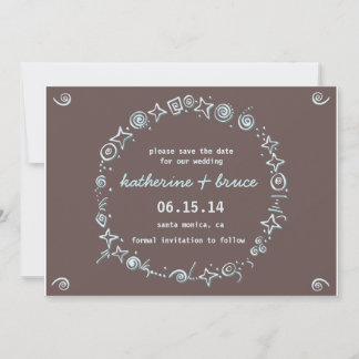 Starbursts and swirls - whimsy save the date cards