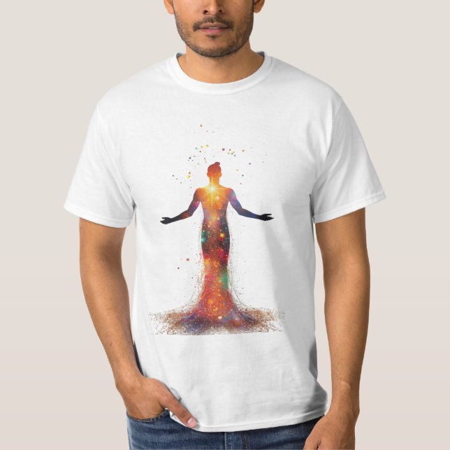 Stardust Awakening – Silhouette Dissolving into Co T-Shirt (Front)