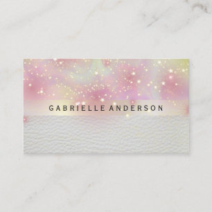 Stardust Bokeh Glow   Leather Business Card
