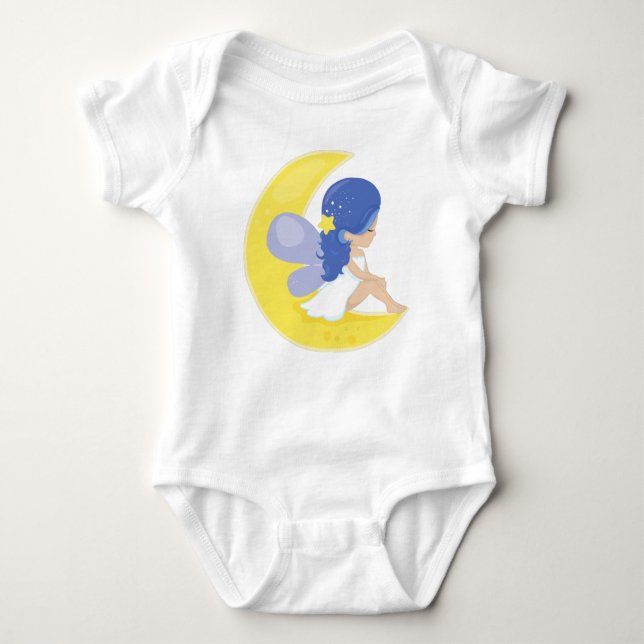 Stardust Fairy, Cute Fairy, Fairy On The Moon Baby Bodysuit (Front)
