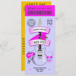 Stardust Pop Rock ’n’ Roll Wedding Ticket Invitation
