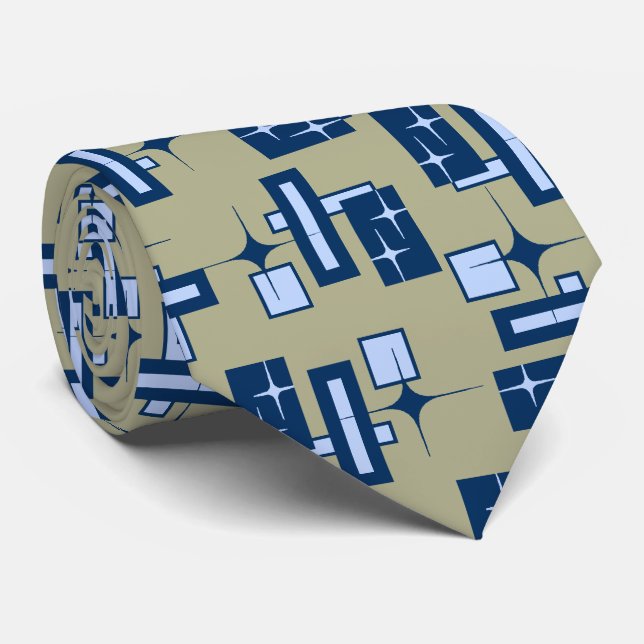 Stardust Retro Geometric Khaki Two-sided Tie (Rolled)