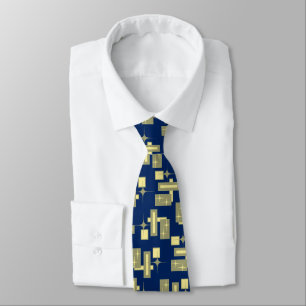 Stardust Retro Geometric Navy Tie