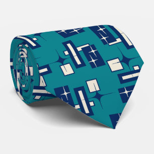Stardust Retro Geometric Teal Two-sided Tie
