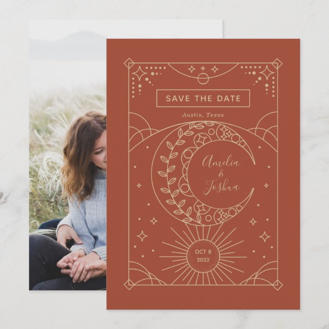 Stardust Wedding Photo Save the Date (Front/Back)