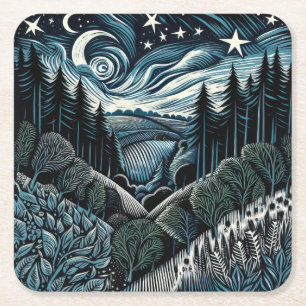 Starfall Square Paper Coaster