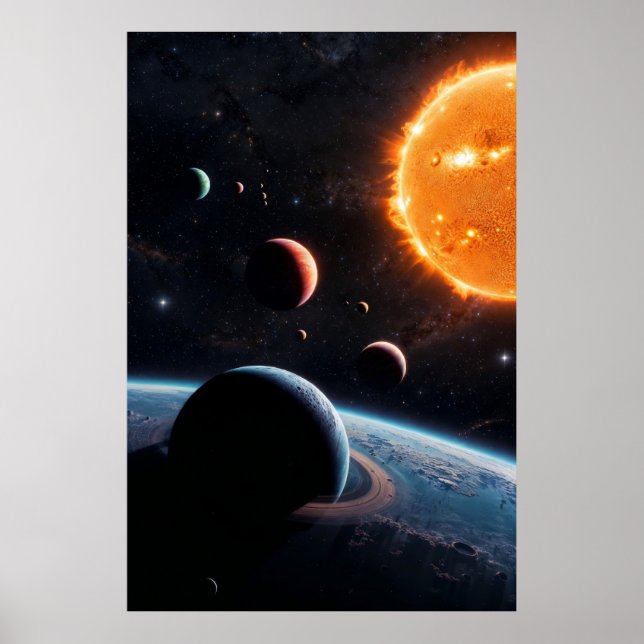 Starfire Horizon – Planetary Alignment Over a Ring Poster (Front)