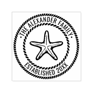 Starfish #2 Family Name Date Estd Rope Frame Self-inking Stamp
