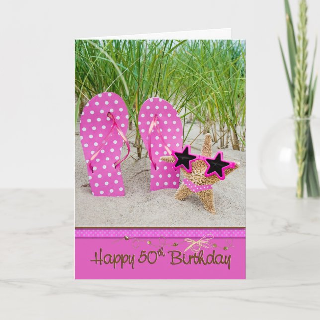 Starfish 50th Birthday Card (Front)