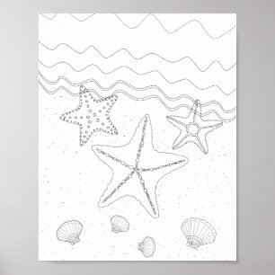Starfish Adult Colouring Poster