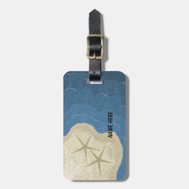 Starfish and a Blue Ocean Luggage Tag (Front Vertical)