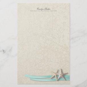 Starfish and Aqua Ribbon Stationery