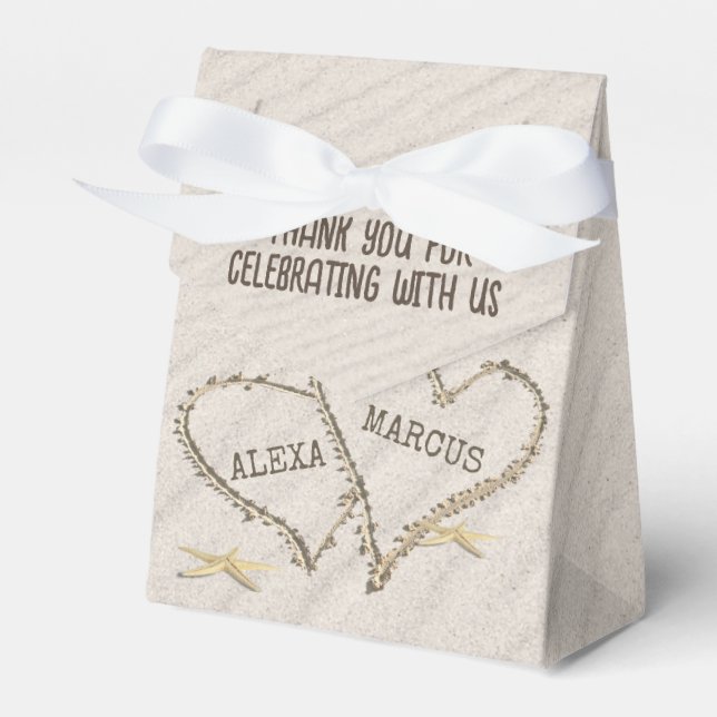Starfish and Beach Hearts with Names Favour Box (Front Side)