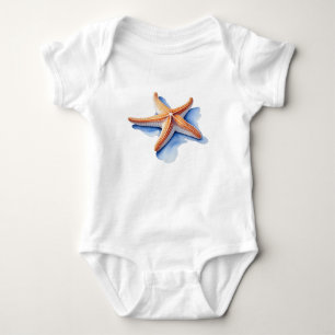 Starfish and Blue Silhouette Baby Bodysuit