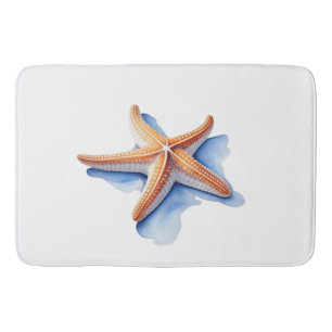 Starfish and Blue Silhouette Bath Mat