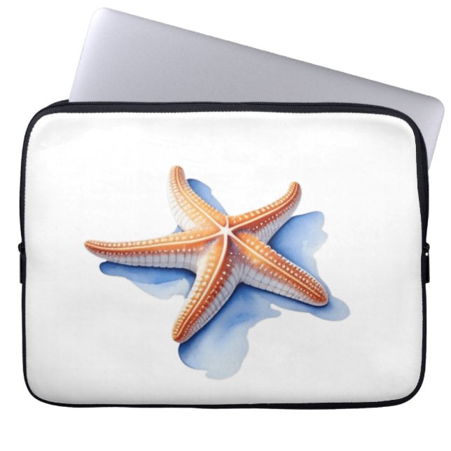 Starfish and Blue Silhouette Laptop Sleeve (Front)