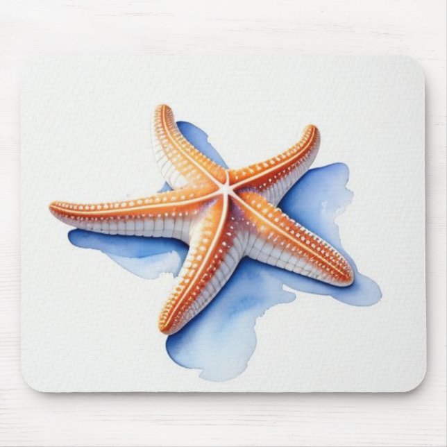 Starfish and Blue Silhouette Mouse Pad (Front)