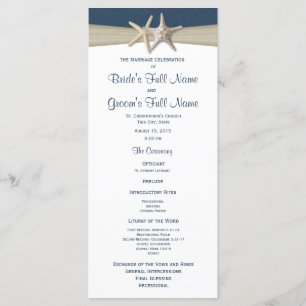 Starfish and Burlap Blue Beach Wedding Program Programme