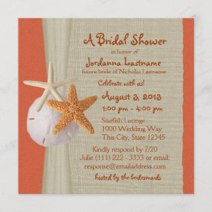 Starfish and Burlap Look Bridal Shower Invitation
