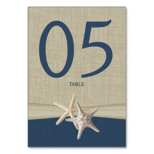Starfish and Burlap Table Number Card