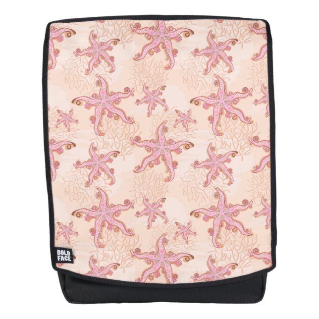 Starfish and Coral Pink Pastel Pattern Backpack (Front)