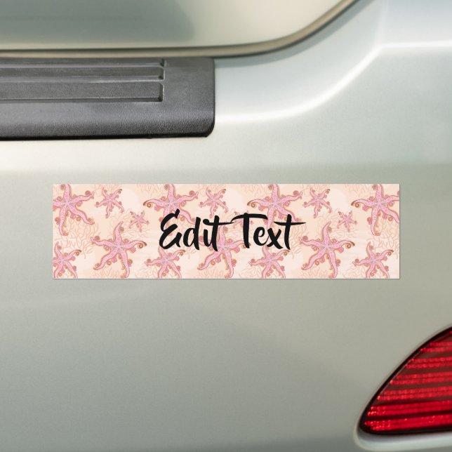 Starfish and Coral Pink Pastel Pattern Bumper Sticker (On Car)