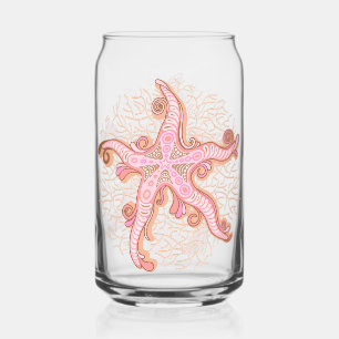 Starfish and Coral Pink Pastel Pattern Can Glass