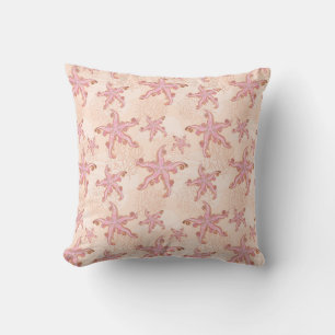 Starfish and Coral Pink Pastel Pattern Cushion