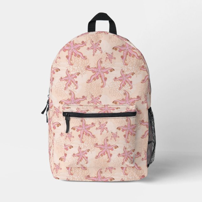 Starfish and Coral Pink Pastel Pattern Duffle Bag (Front)