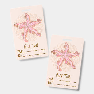 Starfish and Coral Pink Pastel Pattern ID Badge