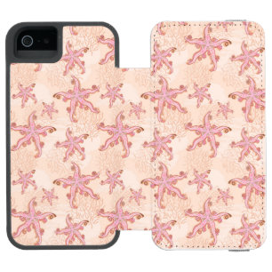 Starfish and Coral Pink Pastel Pattern Incipio Watson™ iPhone 5 Wallet Case