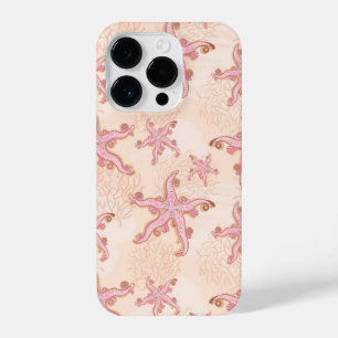 Starfish and Coral Pink Pastel Pattern iPhone 14 Pro Case