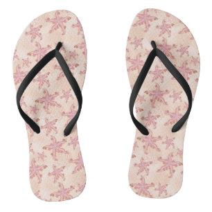 Starfish and Coral Pink Pastel Pattern Jandals