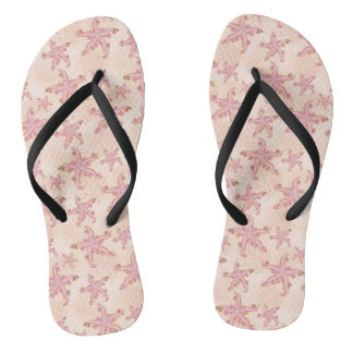 Starfish and Coral Pink Pastel Pattern Jandals