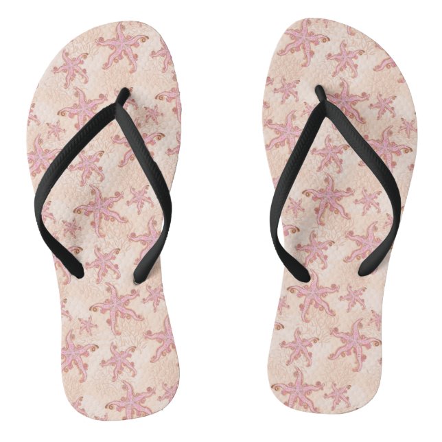 Starfish and Coral Pink Pastel Pattern Jandals (Footbed)