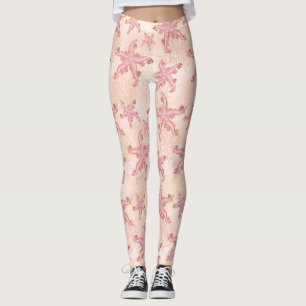 Starfish and Coral Pink Pastel Pattern Leggings