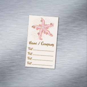 Starfish and Coral Pink Pastel Pattern Magnetic Business Card