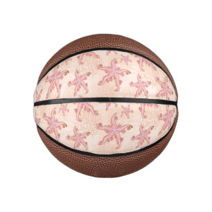 Starfish and Coral Pink Pastel Pattern Mini Basketball