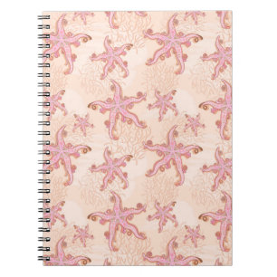 Starfish and Coral Pink Pastel Pattern Notebook