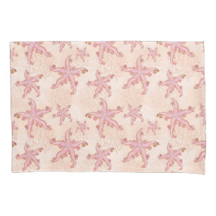 Starfish and Coral Pink Pastel Pattern Pillowcase