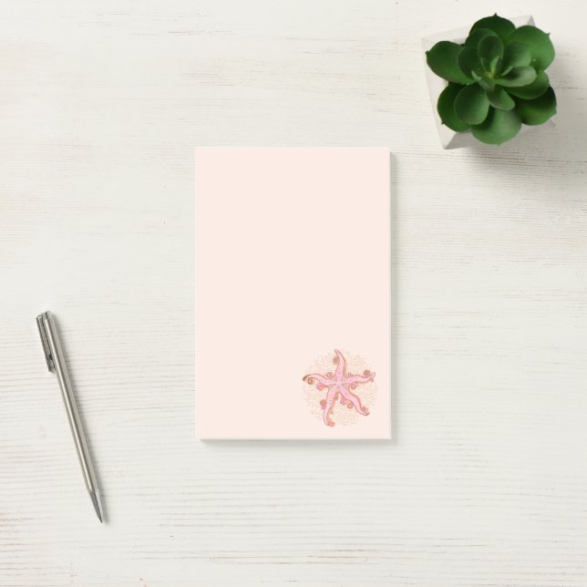 Starfish and Coral Pink Pastel Pattern Post-it Notes (Office)