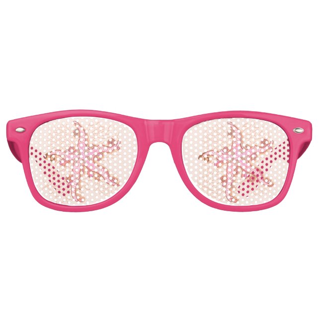 Starfish and Coral Pink Pastel Pattern Retro Sunglasses (Front)