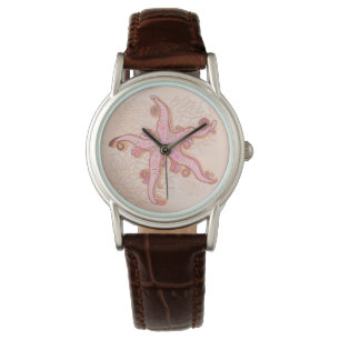 Starfish and Coral Pink Pastel Pattern Watch