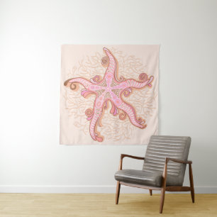 Starfish and Coral Pink Pastel Tapestry