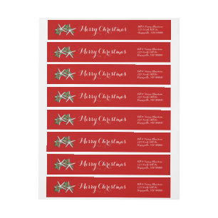 Starfish and Holly Red Wrap Around Label