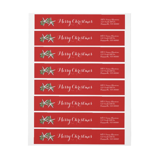 Starfish and Holly Red Wrap Around Label (Sheet)
