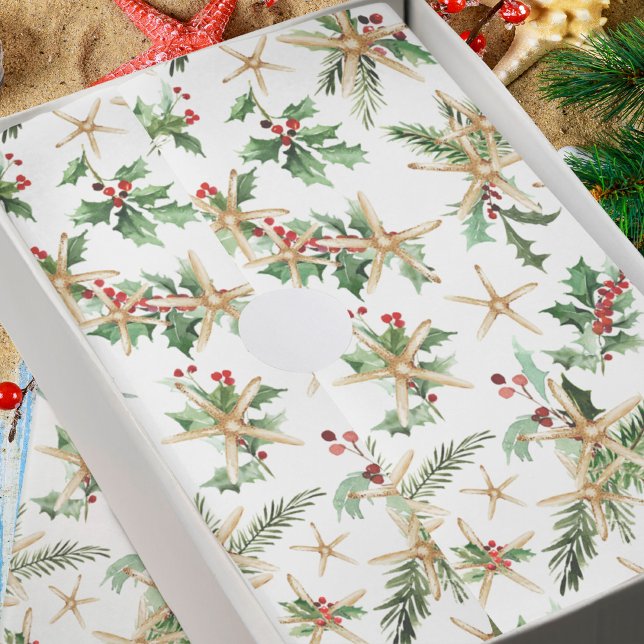 Starfish and Holly Tropical Christmas Beach  Tissue Paper (Creator Uploaded)