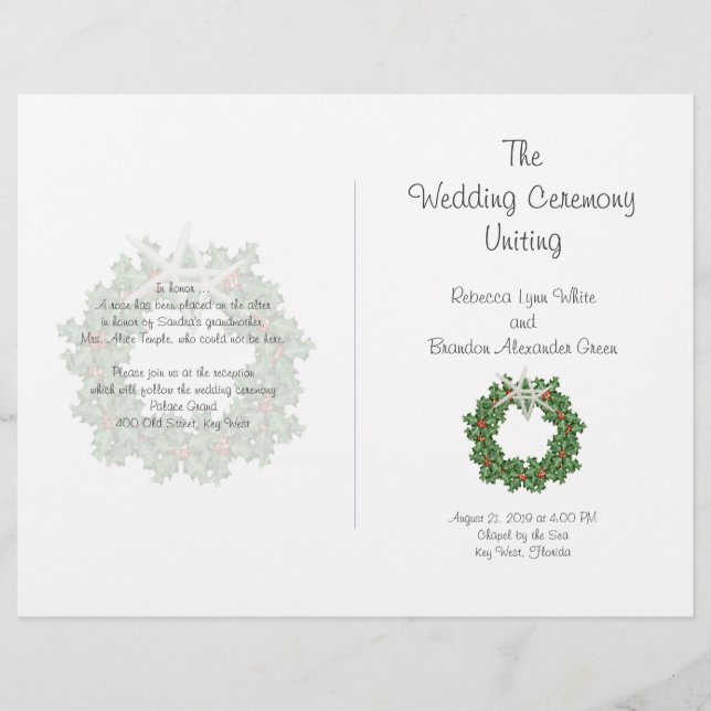 Starfish and Holly Tropical Christmas Program (Front)