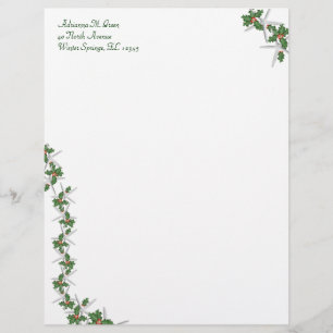 Starfish and Holly Tropical Christmas Stationery Letterhead